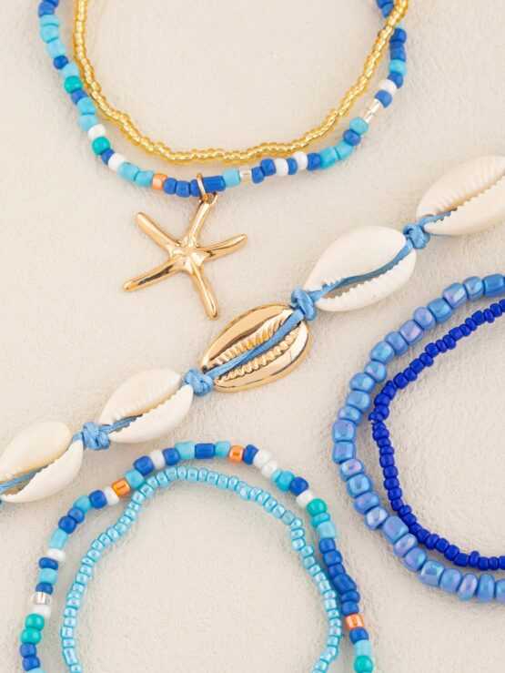 Four Pieces set Shell Decor Beaded Bracelet - Image 6