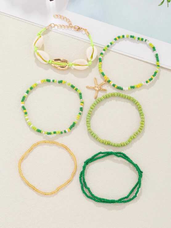 Four Pieces set Shell Decor Beaded Bracelet - Image 4
