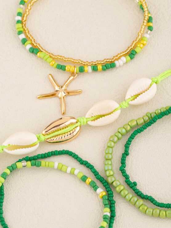 Four Pieces set Shell Decor Beaded Bracelet - Image 5