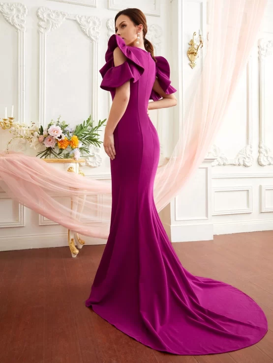 Belle Exaggerated Ruffle Cut-out Fishtail Hem Dress