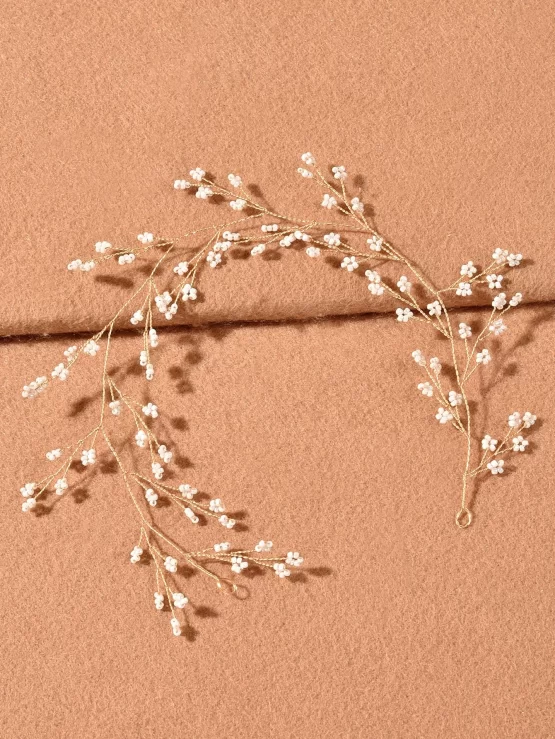 Glamorous Bead Flower Pearls Decor Hair Band