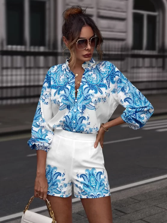 Unity Floral Print Drop Shoulder Shirt & Shorts