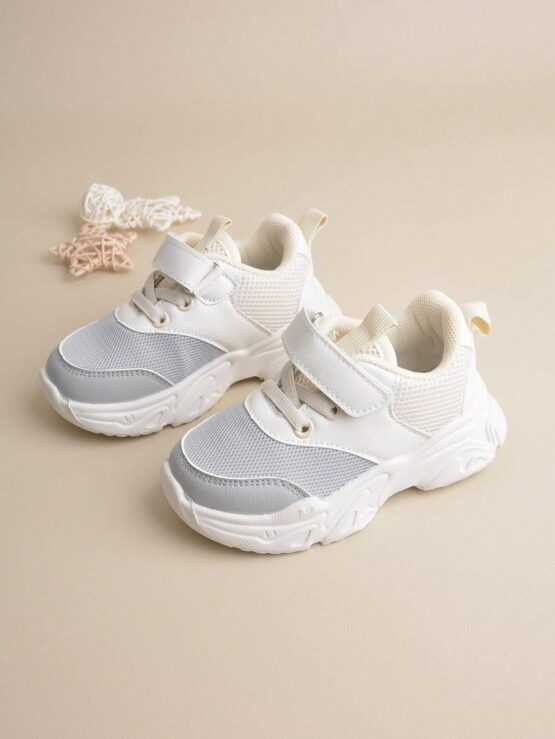 Girls Fashionable Color Block Breathable Mesh Front Sneakers