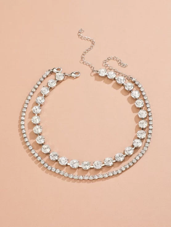 Two Pieces Glamorous Rhinestone Decor Choker