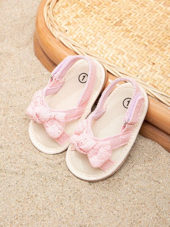 Baby Girls Floral Embroidered Fun Knot Criss Cross Cute Slingback Sandals