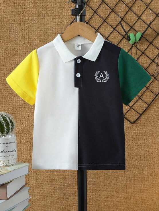Toddler Boys Button Front Color Block Polo Shirt
