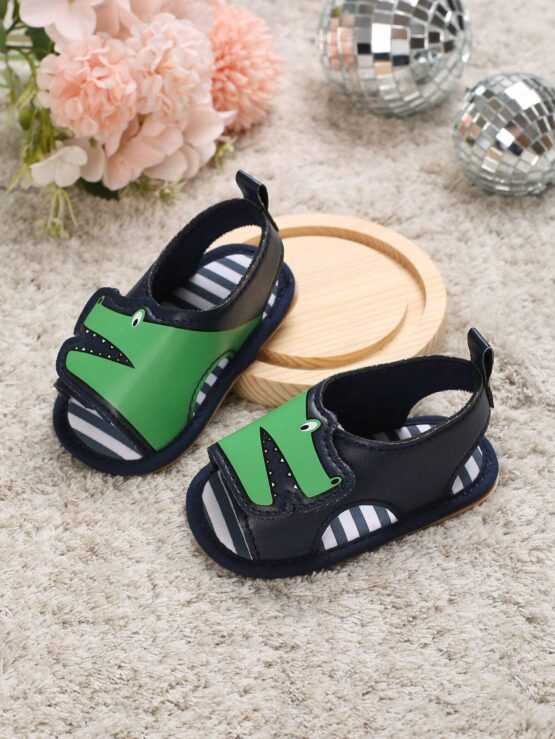 Baby Cartoon Crocodile Pattern Ankle Strap Sandals