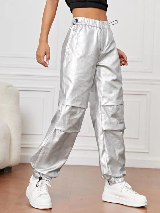 Drawstring Pocket Jogger High Waist Jeans