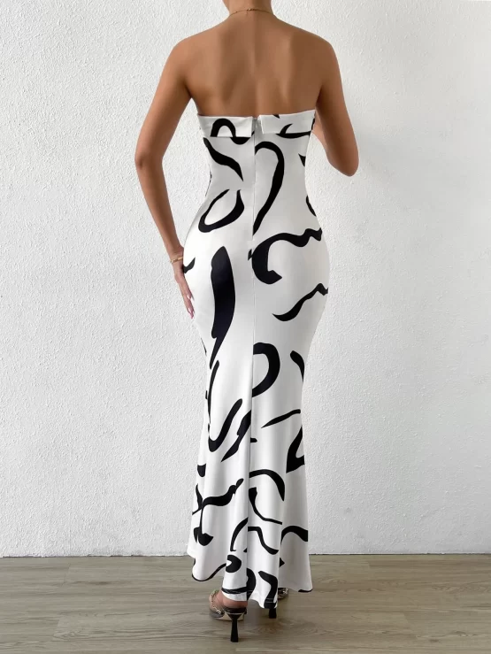Graphic Print Mermaid Hem Tube Dress - Image 3