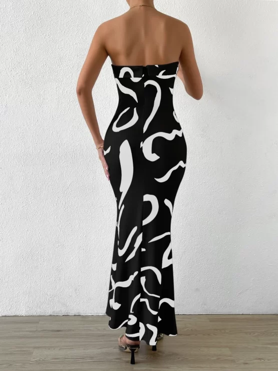 Graphic Print Mermaid Hem Tube Dress - Image 5