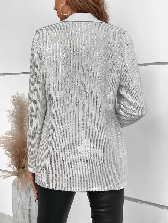 BAE Lapel Neck Party Sequin Front Blazer - Image 2