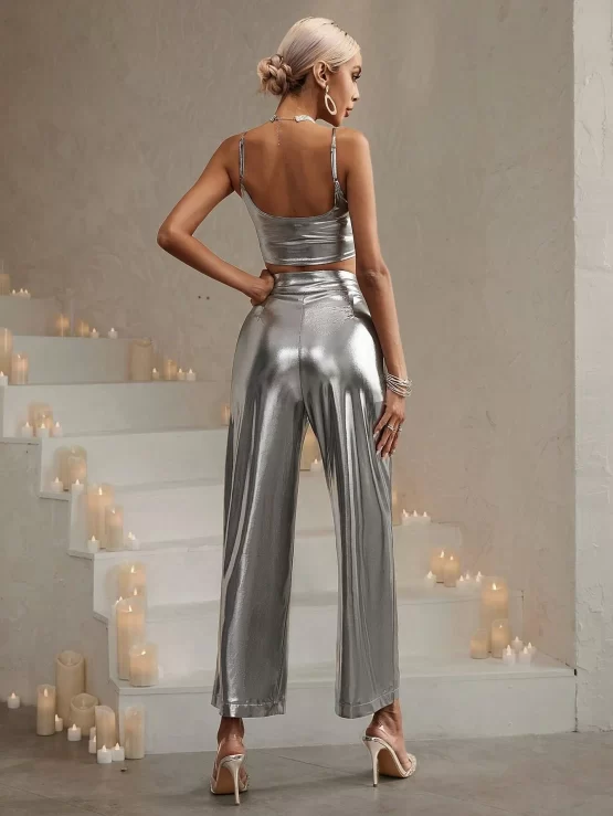 BAE Crop Zipper Cami Top & Wide Leg Pants - Image 2