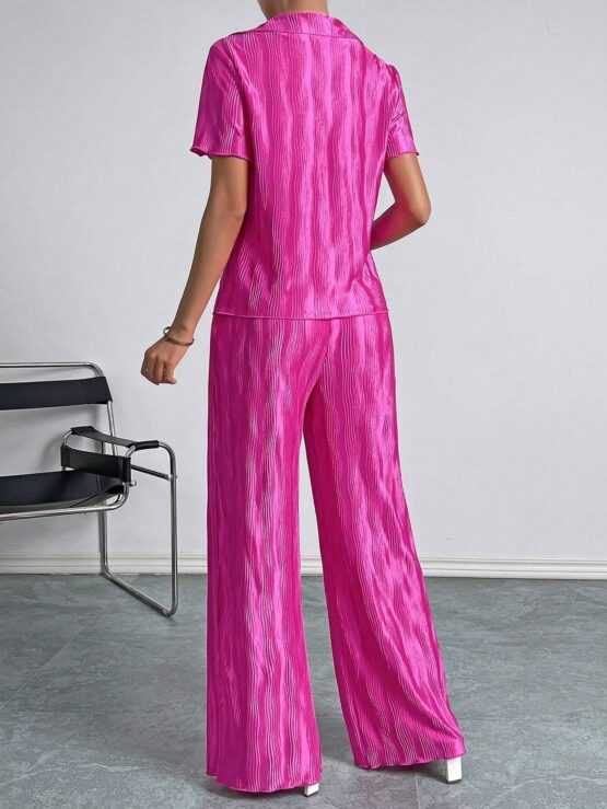 Unity Solid Button Front Shirt & Wide Leg Pants - Image 3