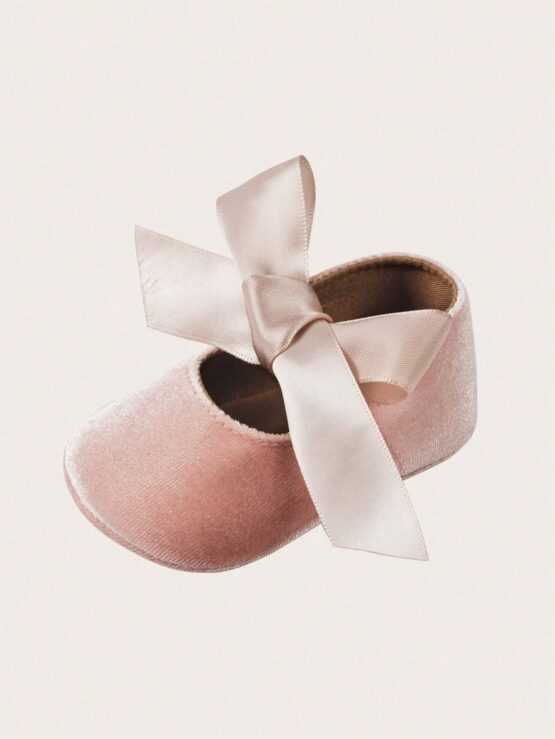 Baby Girls Velvet Bow Decor Flats For Outdoor - Image 3