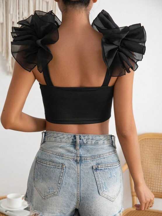 BAE Exaggerated Ruffle Trim Crop Cami Top - Image 2