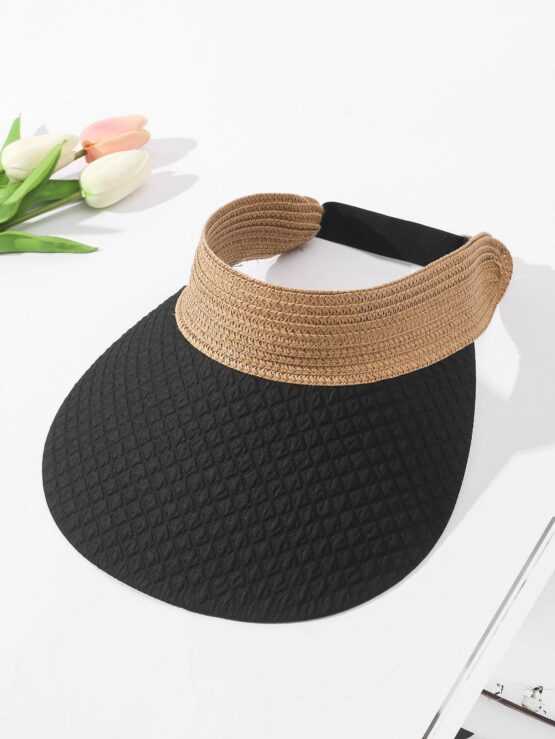Women Two Tone Visor Boho Straw Hat For Outdoor - Image 2