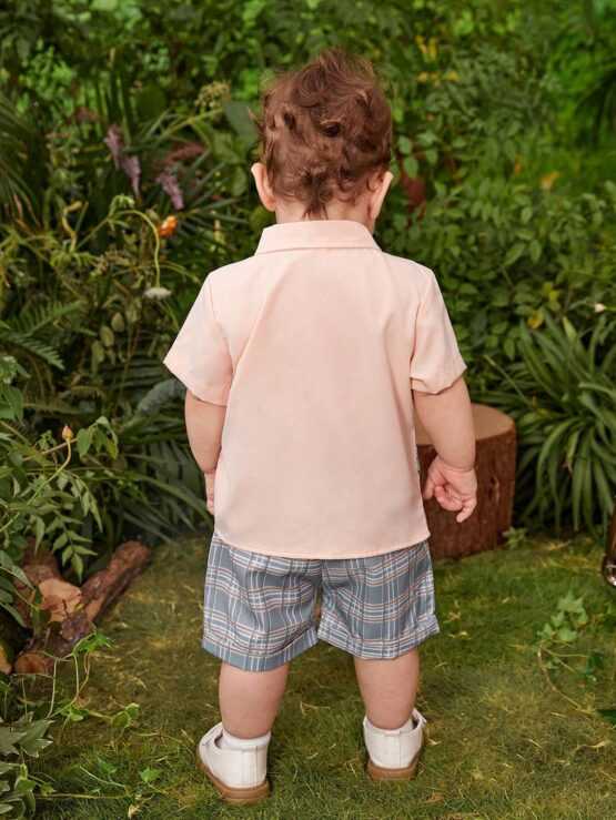 Baby Plaid Bow Front 2 In 1 Shirt & Shorts Set - Image 2
