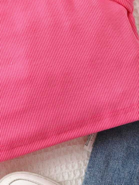 Girls Casual Cut Out 2 In 1 Tank Rib Knit Top - Image 3