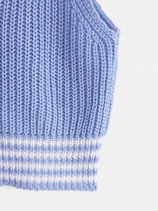 Girls Casual Striped Crop Trim Cami Knit Top - Image 3