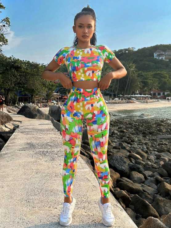 All Over Tie Dye Seamless Print Sports Set - Image 3