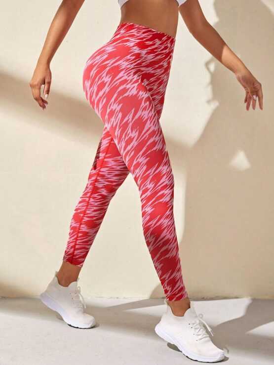 All Over Print Wideband Waist Sports Leggings - Image 3
