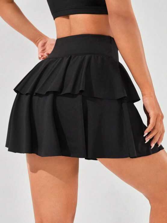 High Waist Ruffle Hem Wrap Skort With Phone Pocket - Image 3