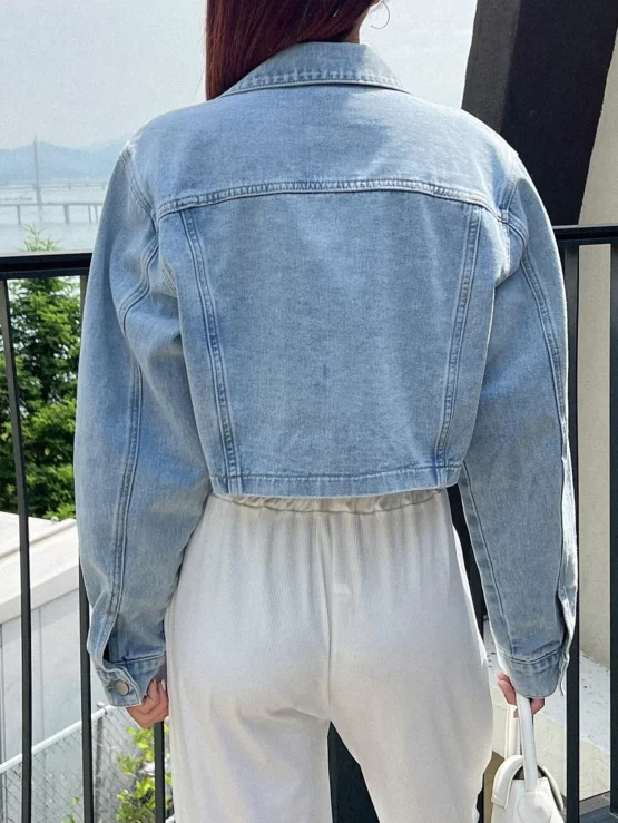 DAZY Flap Pocket Drop Shoulder Denim Jacket - Image 2