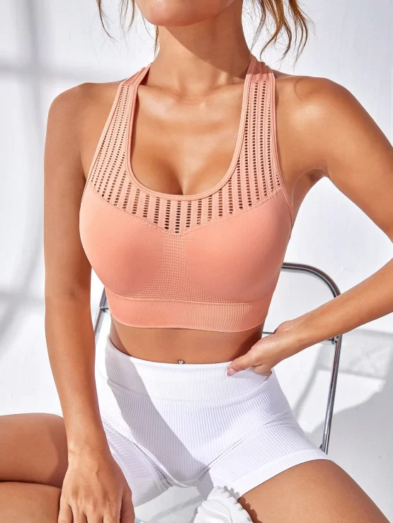 Hollow Out Cut Out Racer Back Sports Bra