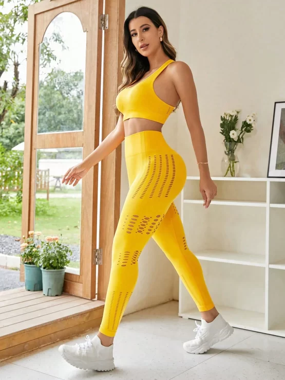 Cut Out Seamless Hollow Out Sports Set