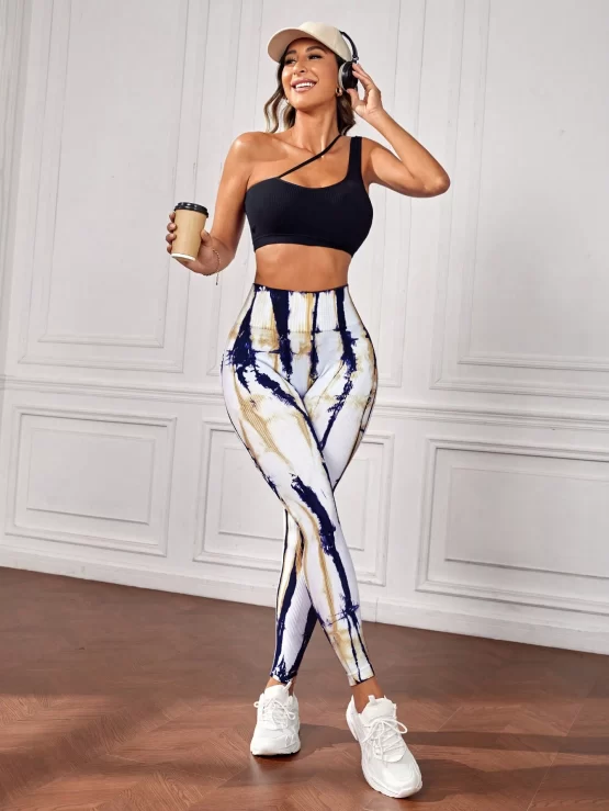 Tie Dye Wide Waistband Sports Leggings