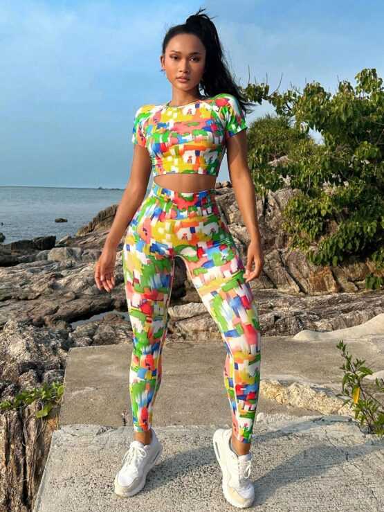 All Over Tie Dye Seamless Print Sports Set