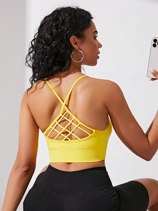 Criss Cross Crossed Seamless Back Sports Bra