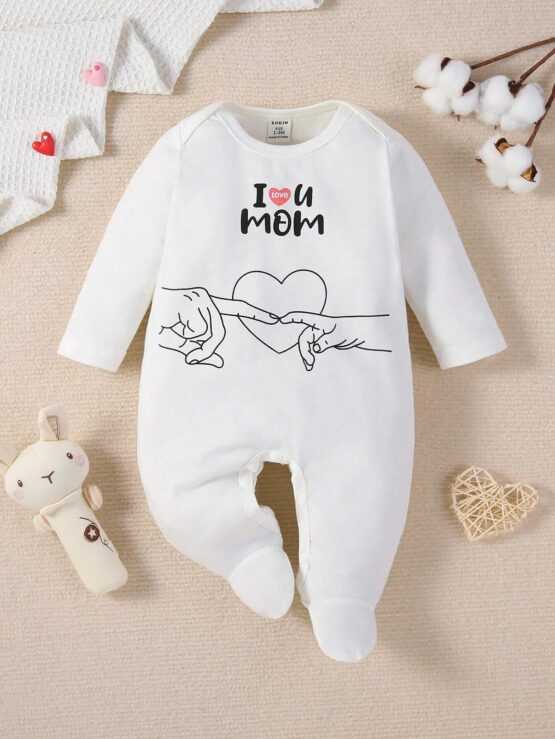 Baby Heart & Figure Footed Graphic Jumpsuit