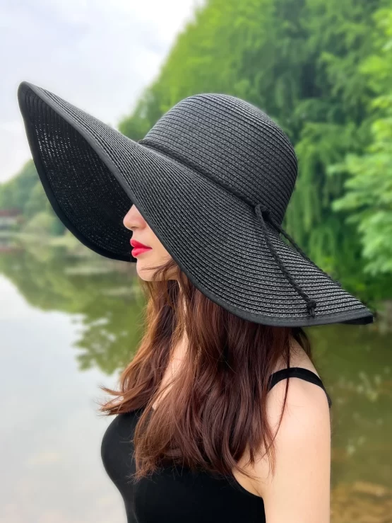 Rope Decor Wide Brim Summer Beach Straw Hat