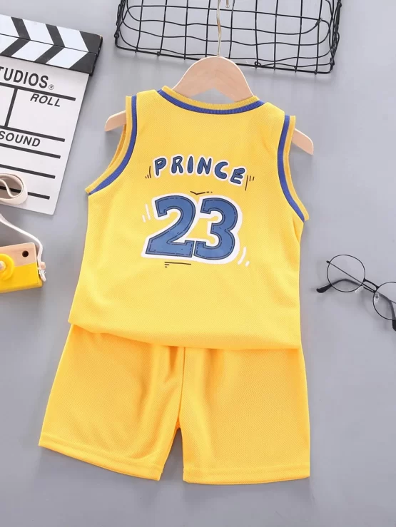 Toddler Boys Letter Graphic Contrast Binding Tank Top & Shorts - Image 2