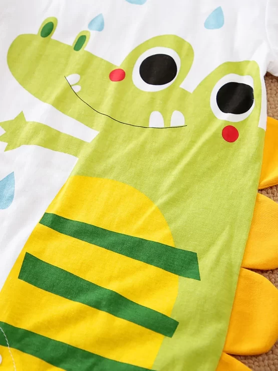 Baby Boy Unlined Cartoon Graphic Jumpsuit - Image 3