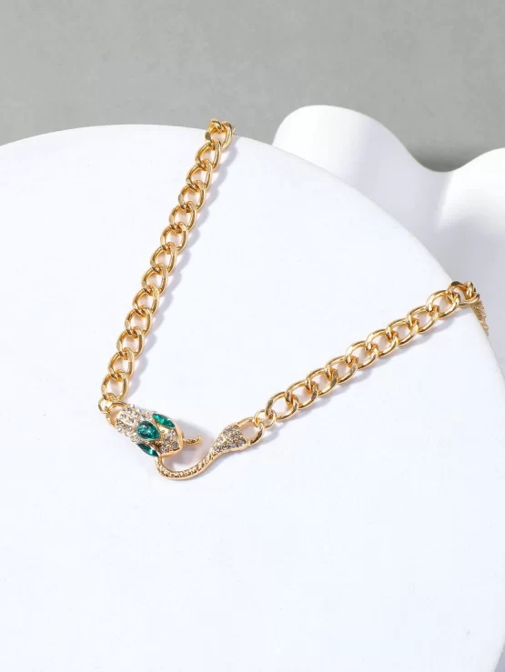 Rhinestone Fashionable Snake Decor Necklace - Image 3