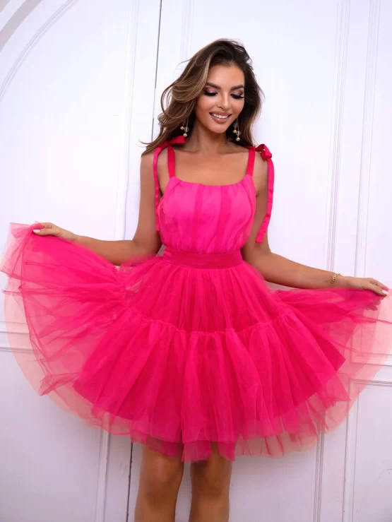 Joyfunear Tie Shoulder Party Mesh Cami Dress - Image 5
