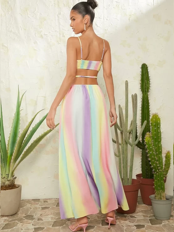 Ombre Cut Out Shirred Waist Cami Dress - Image 2