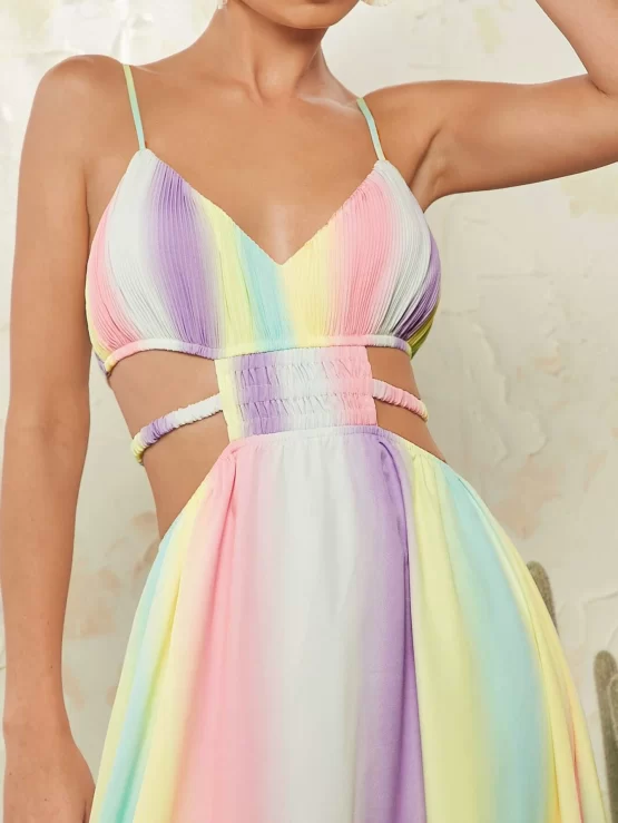 Ombre Cut Out Shirred Waist Cami Dress - Image 3