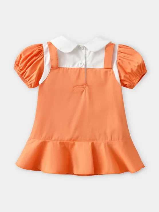 Baby Puff Ruffle Hem 2 In 1 Sleeve Dress With Accessory Headband - Image 2