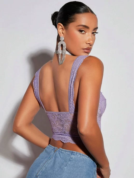 BAE Lace Backless Crop Wide Strap Crop Top - Image 2