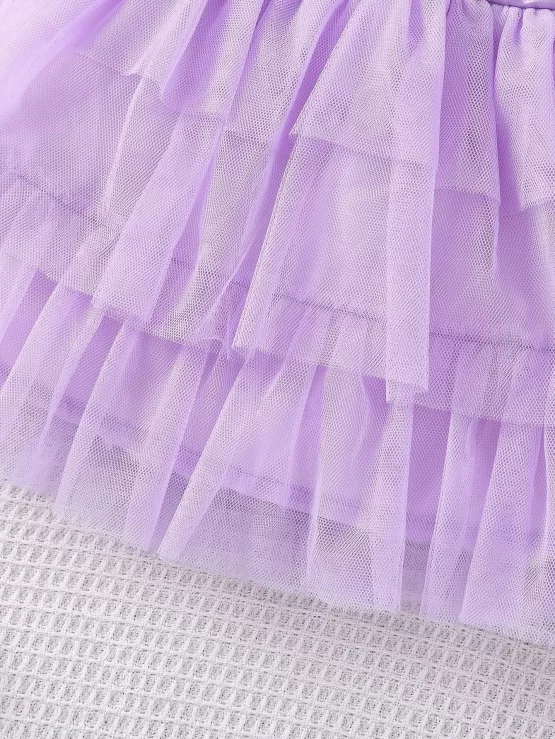 Toddler Girls Holographic Tank Top & Mesh Layer Hem Skirt - Image 3