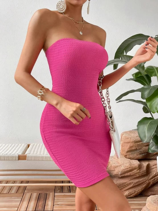 Tie Backless Cut Out Sexy Tube Bodycon Dress - Image 3