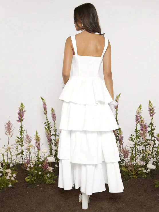 Ruched Bust High Low Layer Hem Cami Dress - Image 3