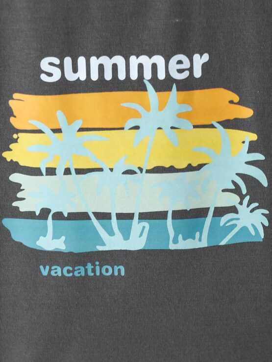 Toddler Boys Letter & Palm Tree Print Tank Top & Shorts - Image 2