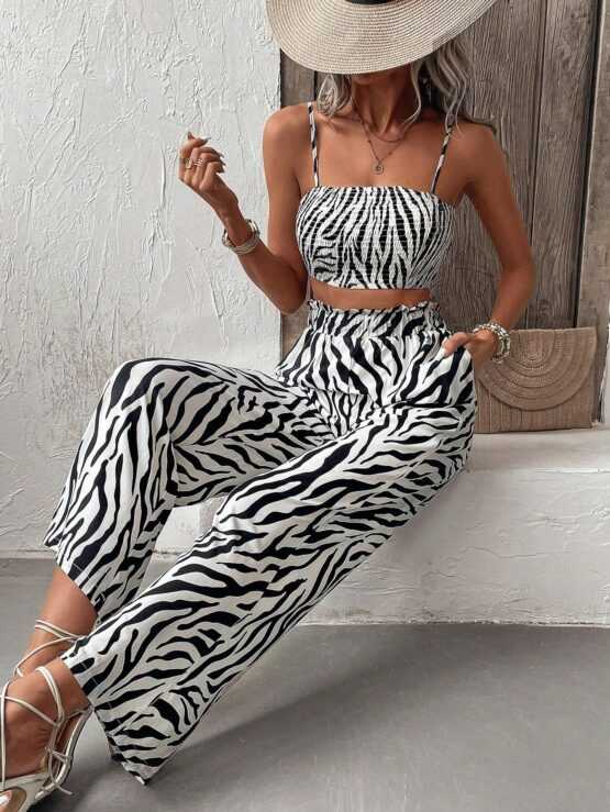 Zebra Striped Cami Top & Wide Leg Pants - Image 6