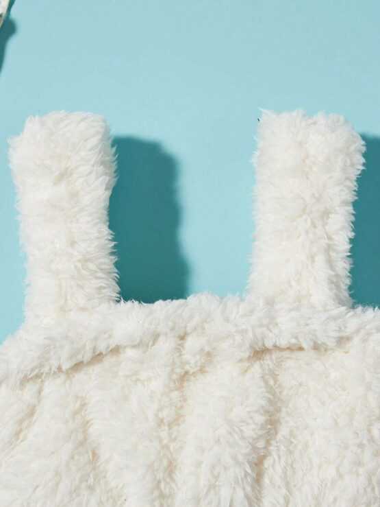 Baby Teddy Cami Top & Roll Up Hem Denim Shorts Set - Image 3