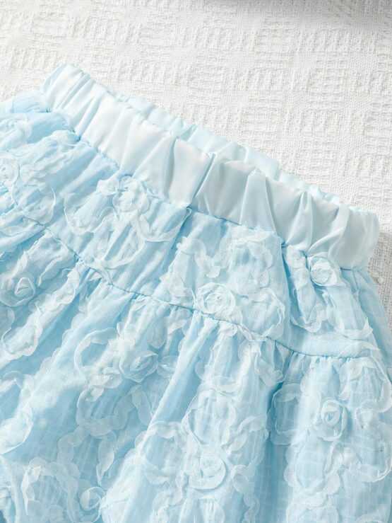 Toddler Girls Jacquard Keyhole Back Bubble Hem Tank Top & Shorts - Image 3