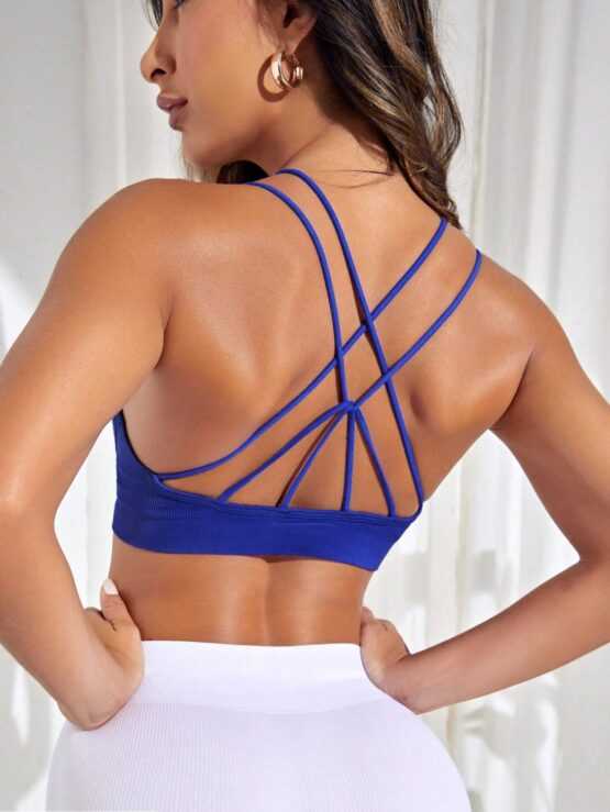 Backless Criss Cross Crossed Back Sports Bra - Image 2